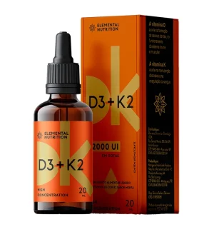 Vitamina D3, Vitamina K2, Vitamina D, 2000 UI, Suplemento de Vitamina D, Suplemento de Vitamina K2, Saúde óssea, Saúde cardiovascular, Imunidade, Absorção de cálcio, Suplemento de vitamina D, Suplemento de vitamina K2, Dose alta de vitamina D, Vitaminas essenciais, Sistema imunológico, Fórmula de vitaminas.