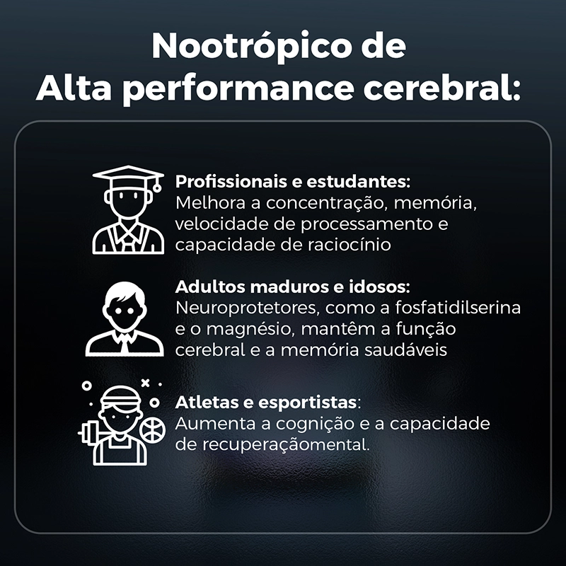 Focus & Cognition - Vitamina para Memória e Foco - Elemental Nutrition Imagem da tabela nutricional do suplemento Focus & Cognition, um nootrópico formulado com ingredientes como vitamina para memória (Complexo B), colina, fosfatidilserina, magnésio, taurina e tirosina. A tabela detalha as porções diárias e os valores de nutrientes que auxiliam no desempenho cognitivo, foco, concentração e clareza mental. Ideal para quem busca melhorar a memória e potencializar a saúde cerebral.