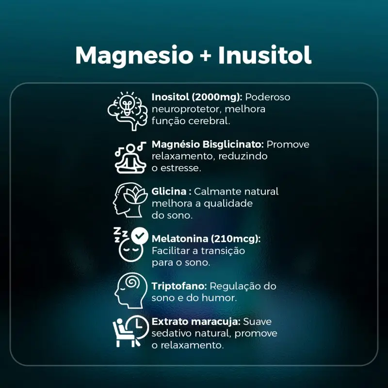 Magnésio Inositol, Glicina, Triptofano 300g - Imagem 3