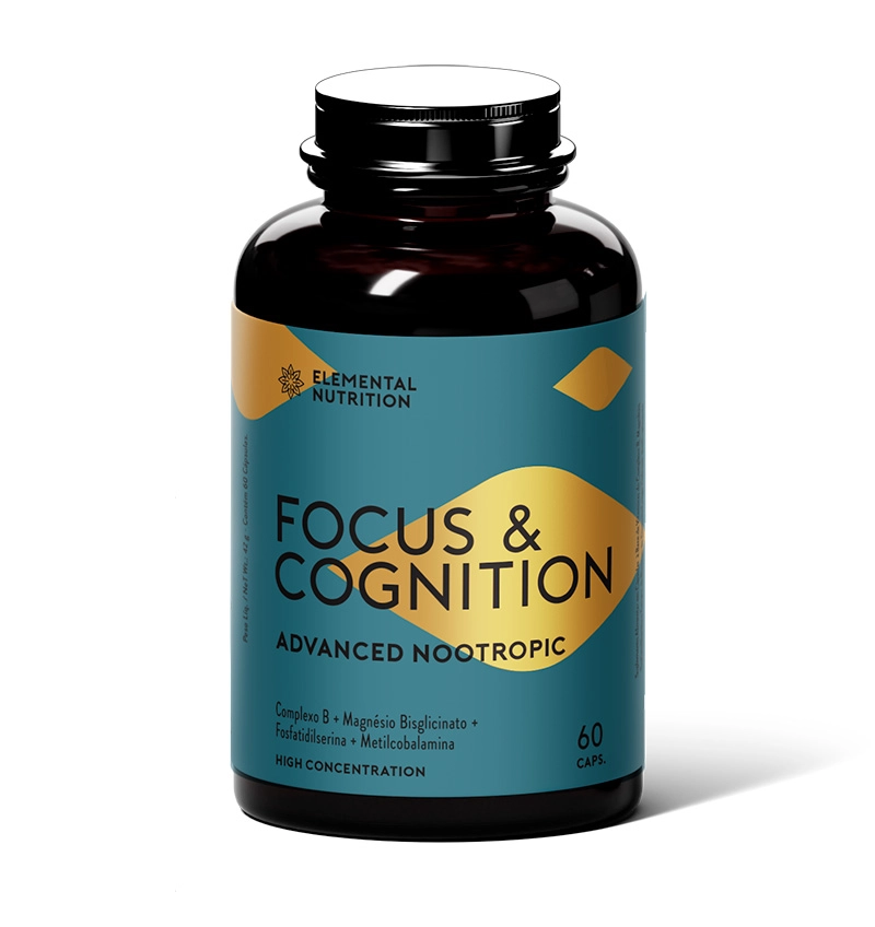 Focus & Cognition - Vitamina para Memória e Foco - Elemental Nutrition Elemental Nutrition, suplemento, vitamina, creatina, coenzima, colageno, omega, magnesio, q10, k2,